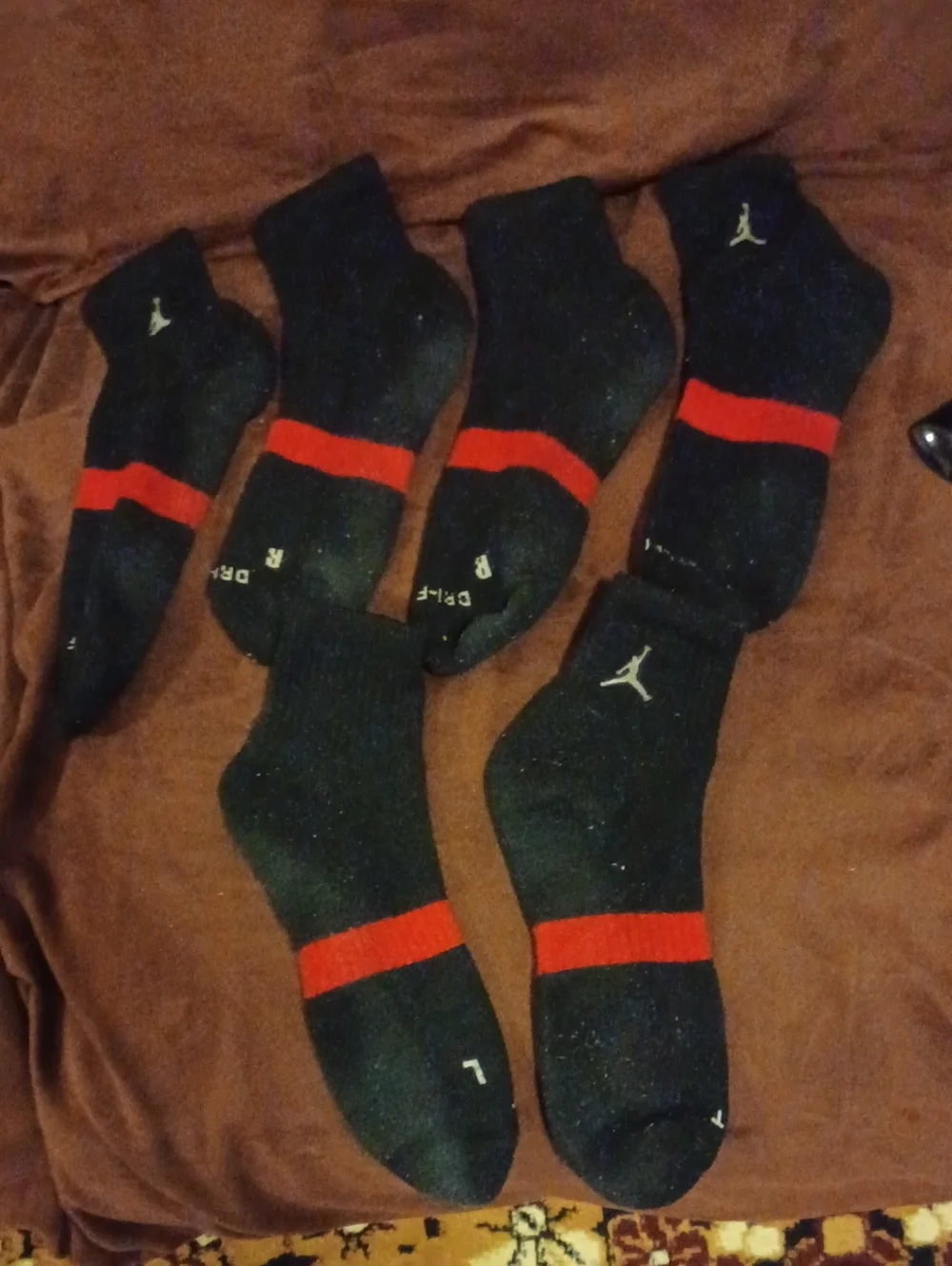 Jordan Black Ankle Socks with Red Band (3-Pack)